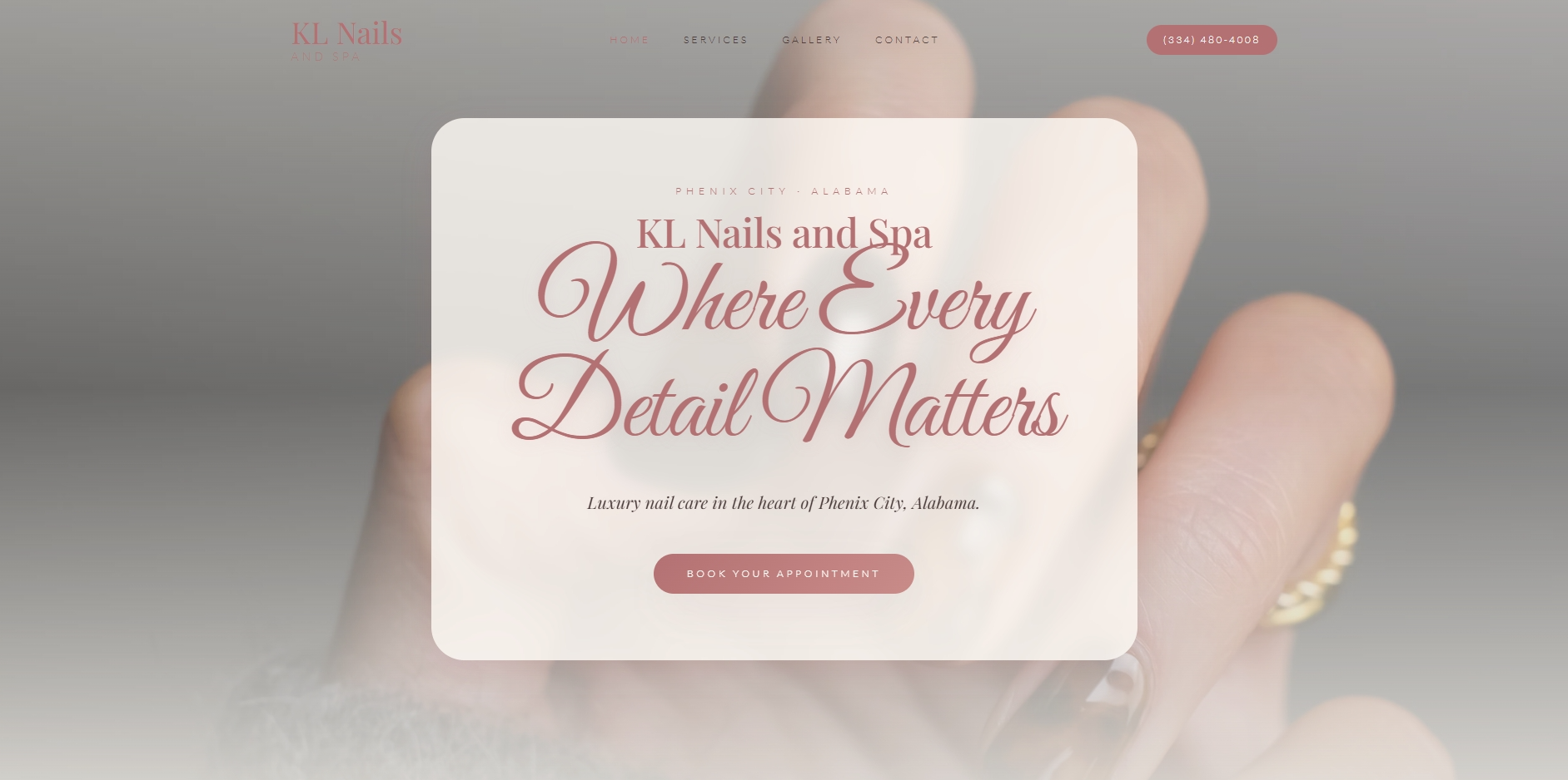 KL Nails and Spa website screenshot