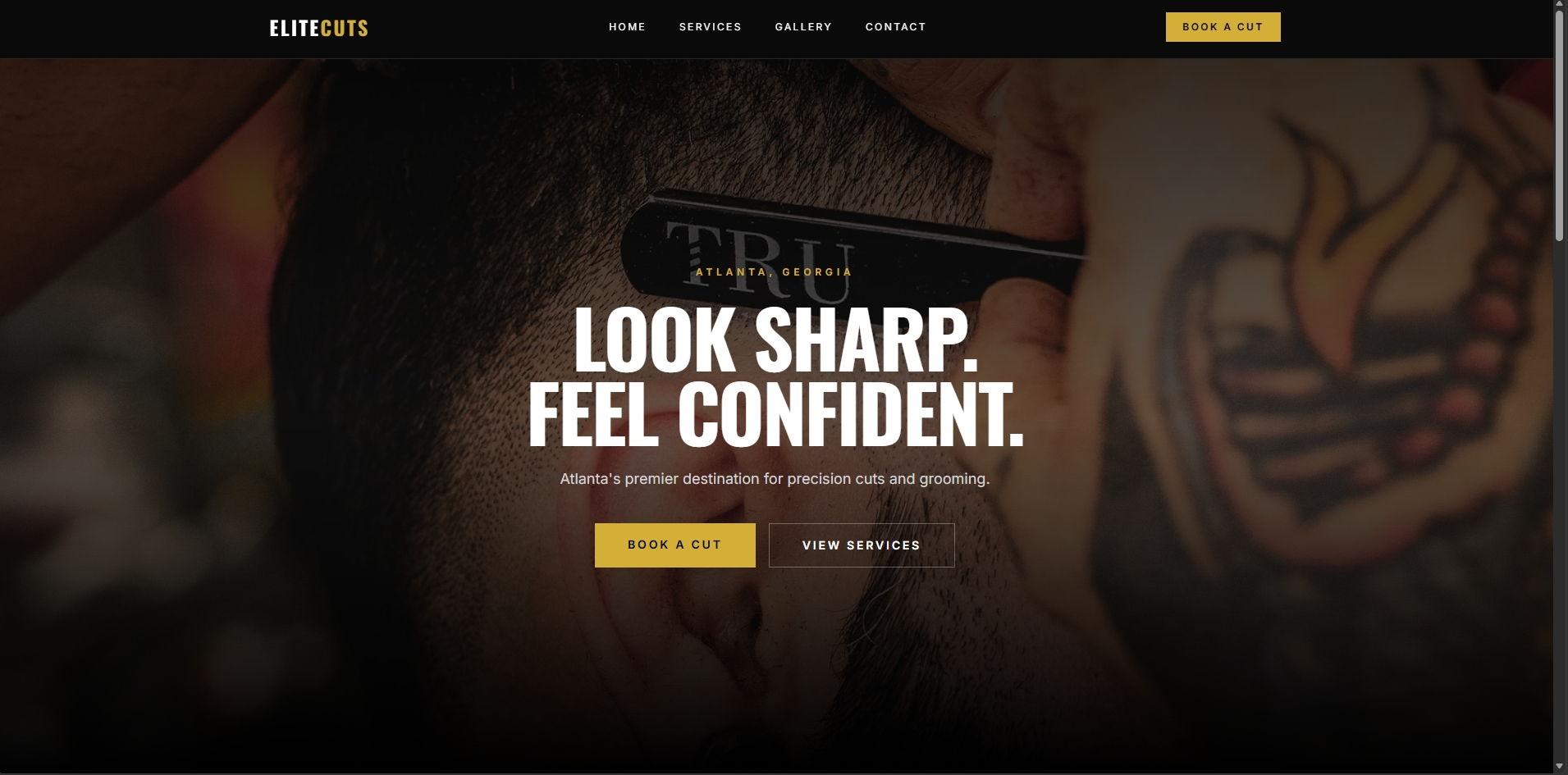 Elite Cuts Barbershop website screenshot