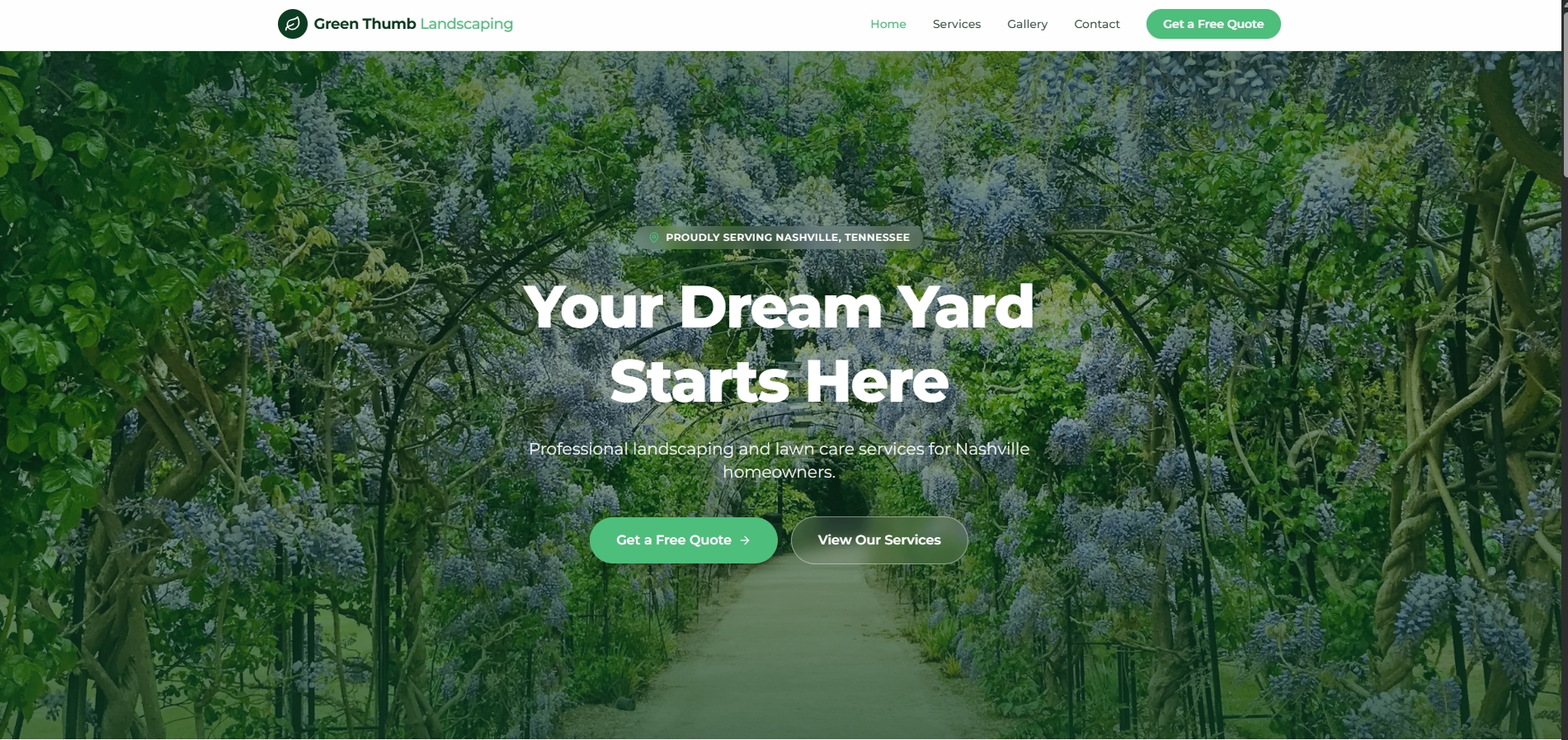 Green Thumb Landscaping website screenshot