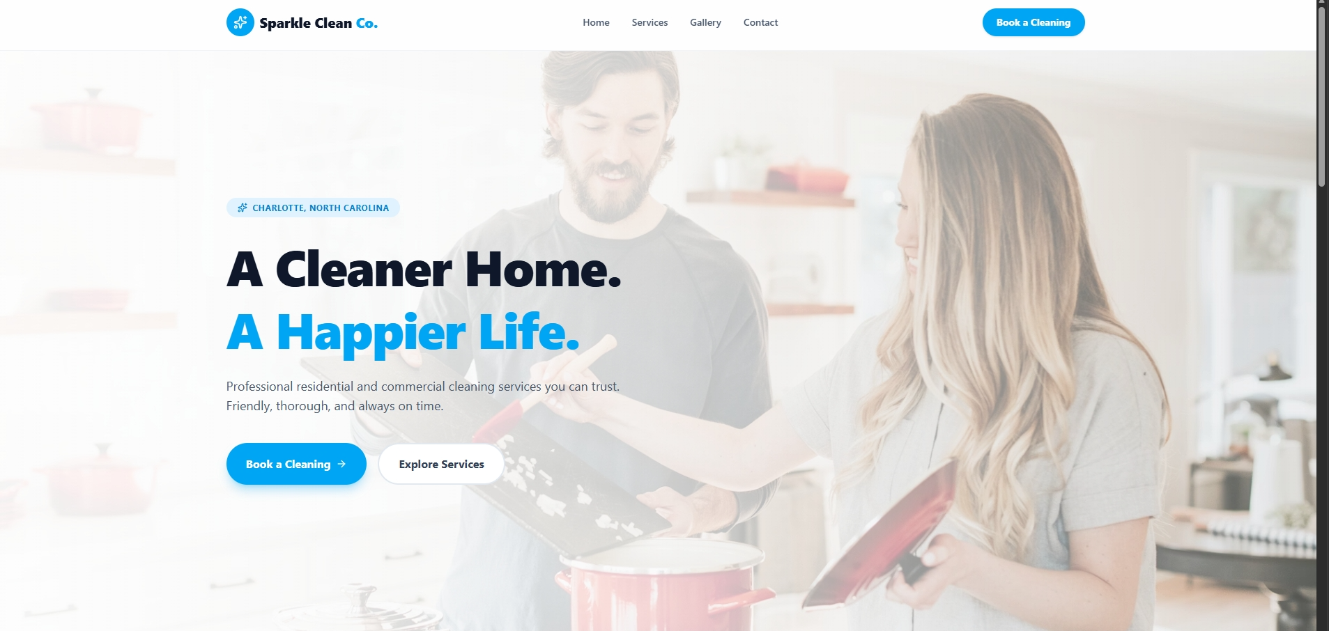 Sparkle Clean Co. website screenshot